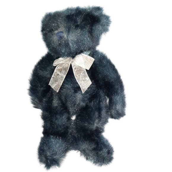 2000 Russ Berrie The Bon Marche Frango Blue Bear Plush Stuffed Bean Bag Toy 13" - Picture 2 of 7